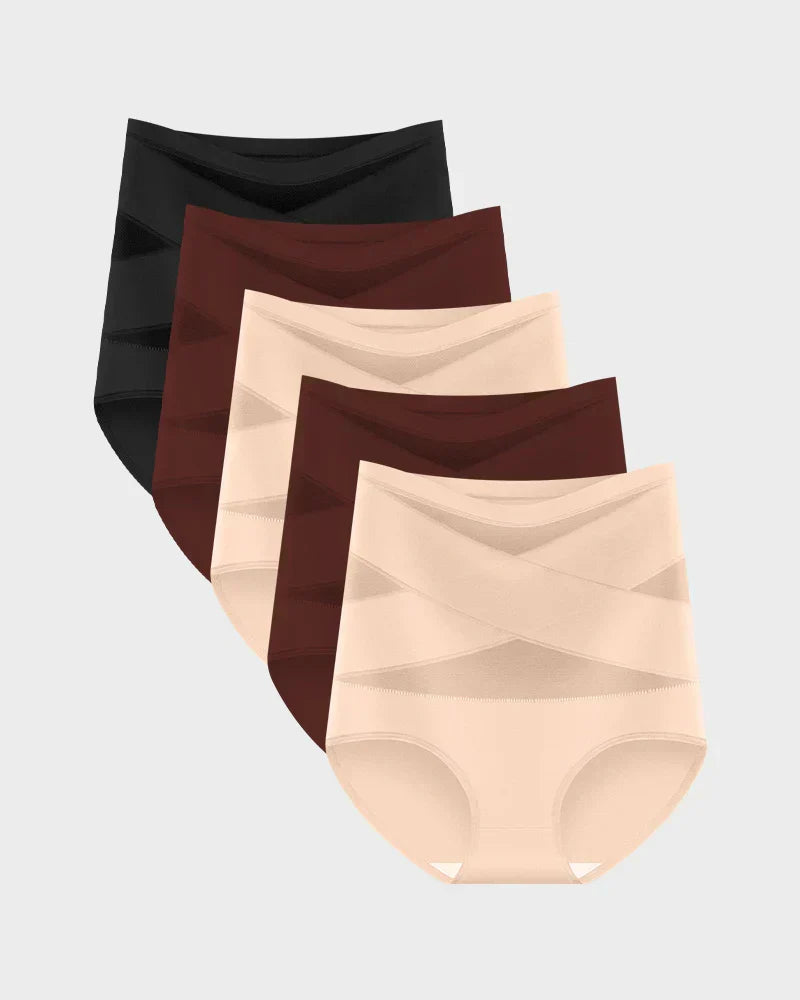 ✨Letzter Tag – Kaufe 1 bekomme 3✨Übergrößen hochgeschnittene Bauchkontroll-Slips mit Kreuz-Design