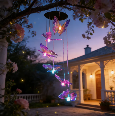 🦋 Verschönern Sie Ihren Garten – ✨Kreative Solar-Windspiele mit Vogeldesign