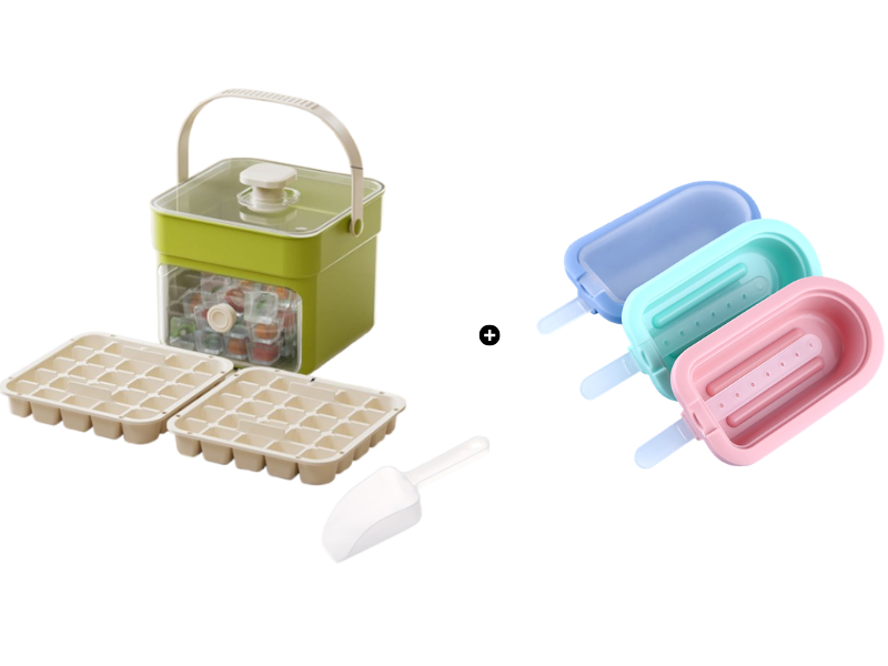 ⏰️Letzter Tag für kostenlosen Versand⌛️🧊 Eiswürfelform mit Aufbewahrungsbehälter & Ein-Knopf-Bedienung – müheloses Entnehmen, perfekt für Zuhause, Partys & Balkon