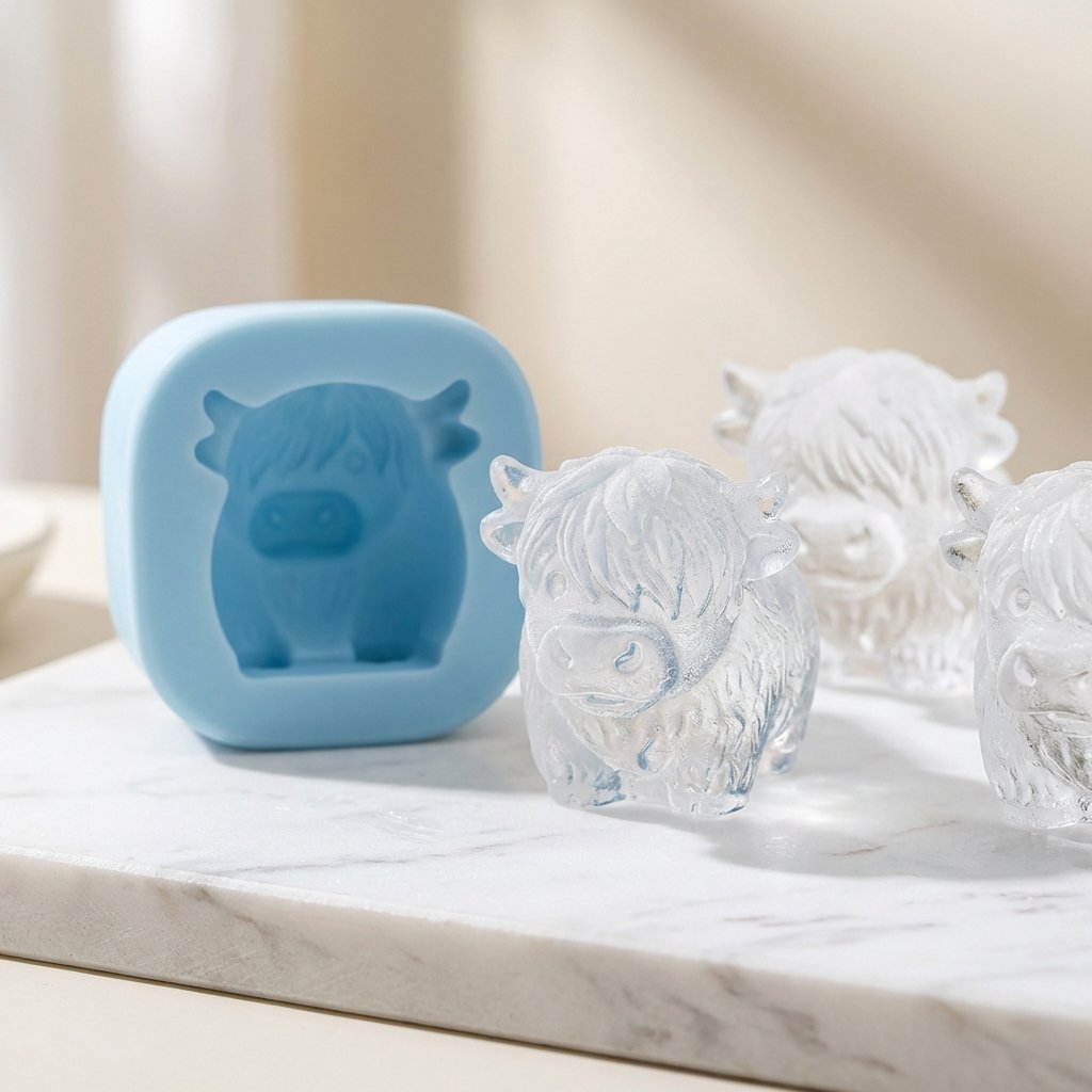 🐮 Mini-Highland-Cow-Eiswürfelform – niedliche 3D-Eiswürfel für Getränke, Partys & Geschenke