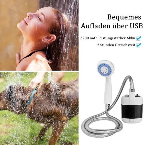🚿Tragbare Campingdusche Mit Einstellbarem Durchfluss ✨Für Einfaches Und Bequemes Reinigen Im Freien