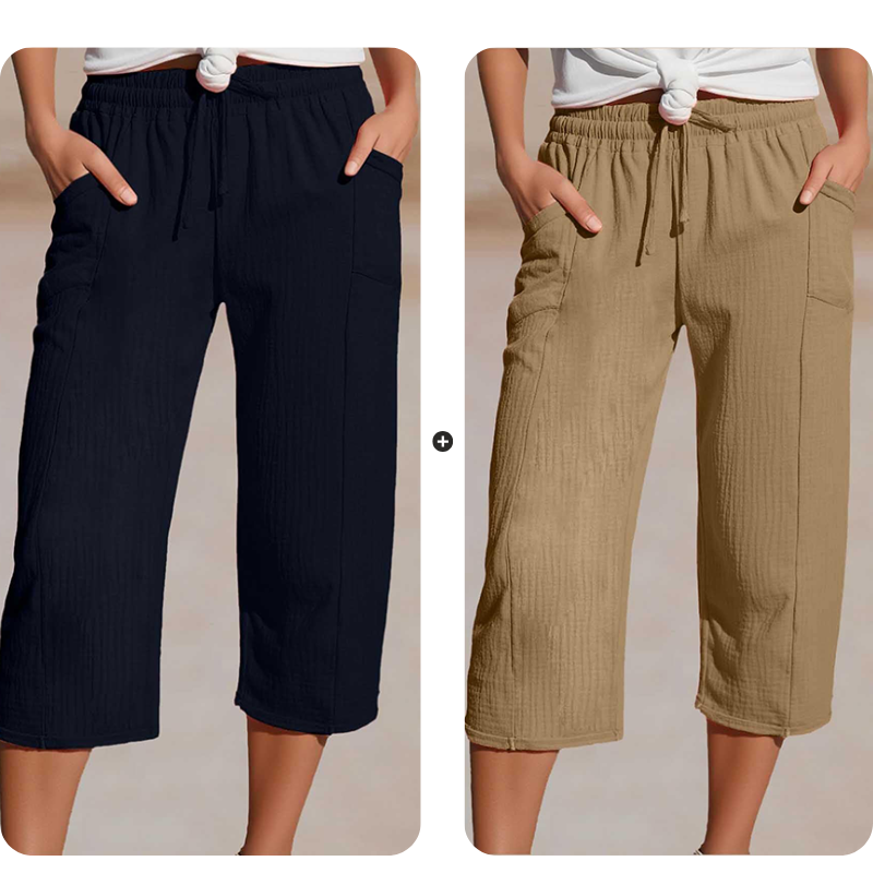 ⏰️Letzter Tag für kostenlosen Versand⌛️ Damen Baumwoll-Leinen Hose mit Falten – luftig, bequem & stilvoll 👖