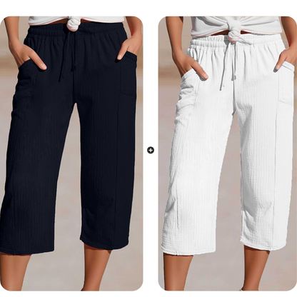 ⏰️Letzter Tag für kostenlosen Versand⌛️ Damen Baumwoll-Leinen Hose mit Falten – luftig, bequem & stilvoll 👖