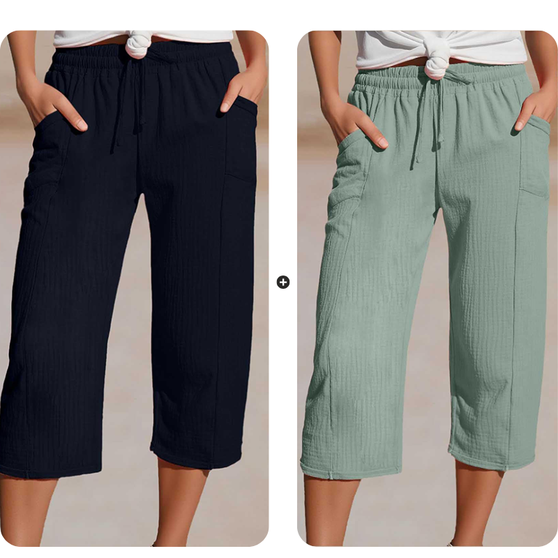 ⏰️Letzter Tag für kostenlosen Versand⌛️ Damen Baumwoll-Leinen Hose mit Falten – luftig, bequem & stilvoll 👖