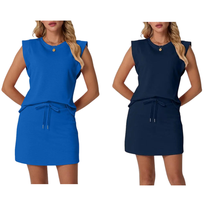 🌺🔥 57% RABATT ⏰ Modernes Damen-Set – ärmelloses Top & Rock mit Kordelzug ✨ luftig, stilvoll & perfekt für den Sommer ☀️