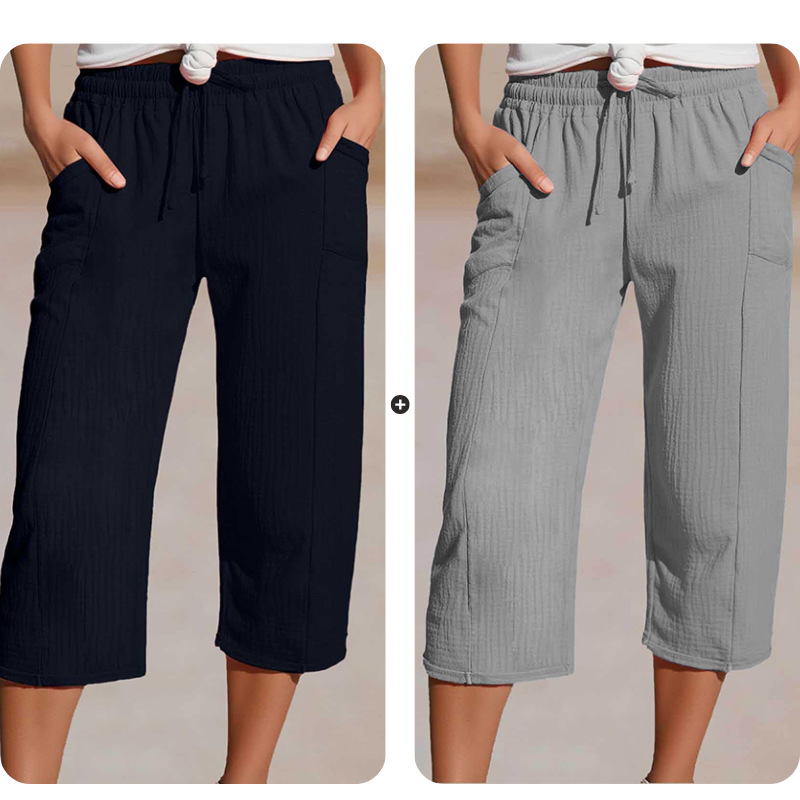 ⏰️Letzter Tag für kostenlosen Versand⌛️ Damen Baumwoll-Leinen Hose mit Falten – luftig, bequem & stilvoll 👖