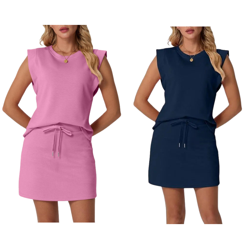 🌺🔥 57% RABATT ⏰ Modernes Damen-Set – ärmelloses Top & Rock mit Kordelzug ✨ luftig, stilvoll & perfekt für den Sommer ☀️
