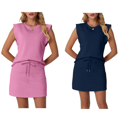 🌺🔥 57% RABATT ⏰ Modernes Damen-Set – ärmelloses Top & Rock mit Kordelzug ✨ luftig, stilvoll & perfekt für den Sommer ☀️
