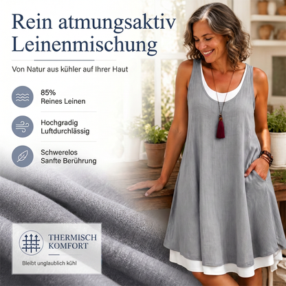 🎁Letzter Tag der Aktion: 49 % Rabatt🔥 Lässiges, lockeres, ärmelloses Tanktop-Kleid in Layering-Optik für Damen