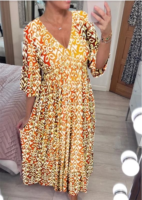 🔥Neujahrsangebot 60% Rabatt🌸Lässiges V-Ausschnitt Blumenkleid