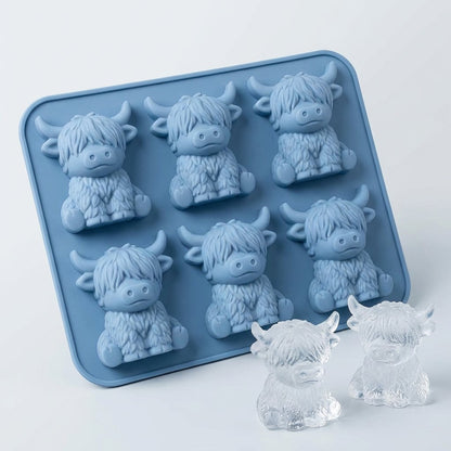 🐮 Mini-Highland-Cow-Eiswürfelform – niedliche 3D-Eiswürfel für Getränke, Partys & Geschenke