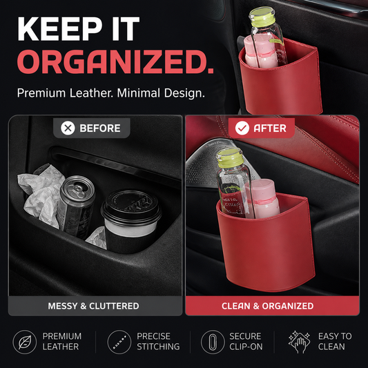 🥳2026 HEISS🥳💞50K+ verkauft!🚗🧺Getränkehalter aus Leder für die Autotür – weit geöffnete Öffnung, leicht erreichbar für Getränke & Handy.🛡️✨