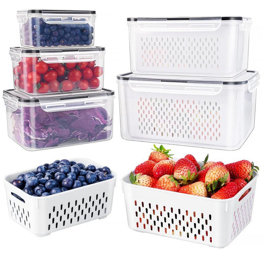 🍓✨3-teiliges Fruchtaufbewahrungs-Set – mit herausnehmbarem Sieb, auslaufsicher und stapelbar