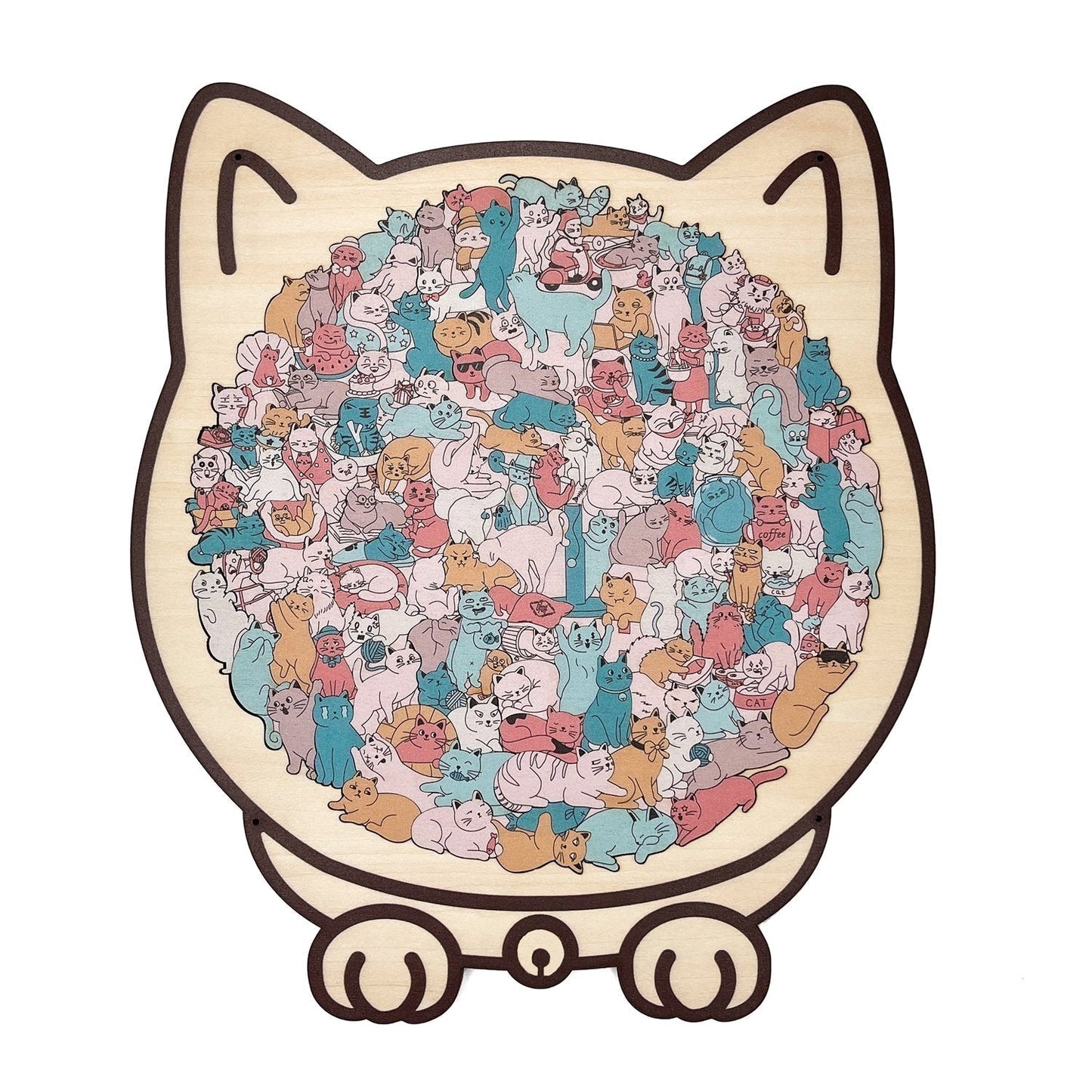🎅Weihnachtsverkauf 49% Rabatt🐱135-Stk. Morandi-farbiges Katzenpuzzle aus Holz🎁