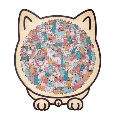 🎅Weihnachtsverkauf 49% Rabatt🐱135-Stk. Morandi-farbiges Katzenpuzzle aus Holz🎁