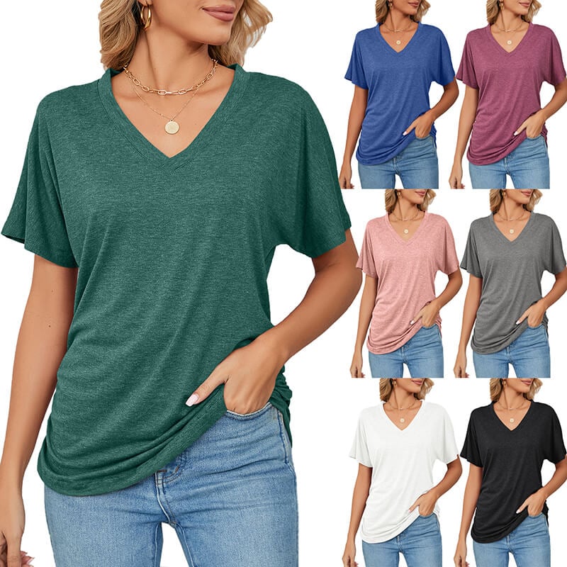 💕Heiß - BIS ZU 50% RABATT🌷V-Ausschnitt Damenoberteile in Unifarben und lockerem Schnitt✨