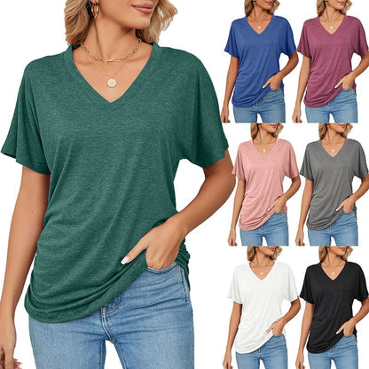 💕Heiß - BIS ZU 50% RABATT🌷V-Ausschnitt Damenoberteile in Unifarben und lockerem Schnitt✨