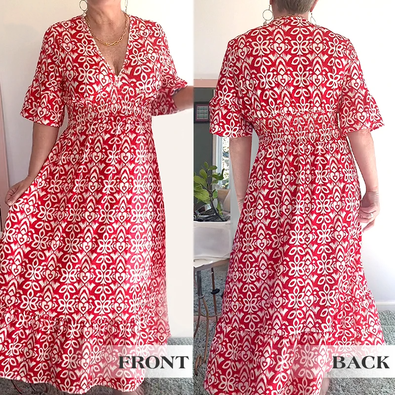 🔥Neujahrsangebot 60% Rabatt🌸Lässiges V-Ausschnitt Blumenkleid