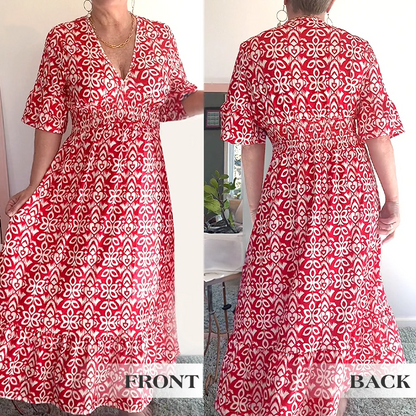 🔥Neujahrsangebot 60% Rabatt🌸Lässiges V-Ausschnitt Blumenkleid