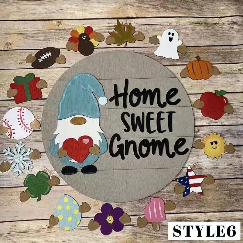 🎅Saisonangebot🌟Ihr ganzjähriges Fest der Kreativität!🎄Austauschbares hölzernes Gnom-Willkommensschild🎈
