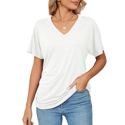 💕Heiß - BIS ZU 50% RABATT🌷V-Ausschnitt Damenoberteile in Unifarben und lockerem Schnitt✨