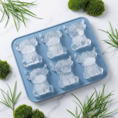 🐮 Mini-Highland-Cow-Eiswürfelform – niedliche 3D-Eiswürfel für Getränke, Partys & Geschenke