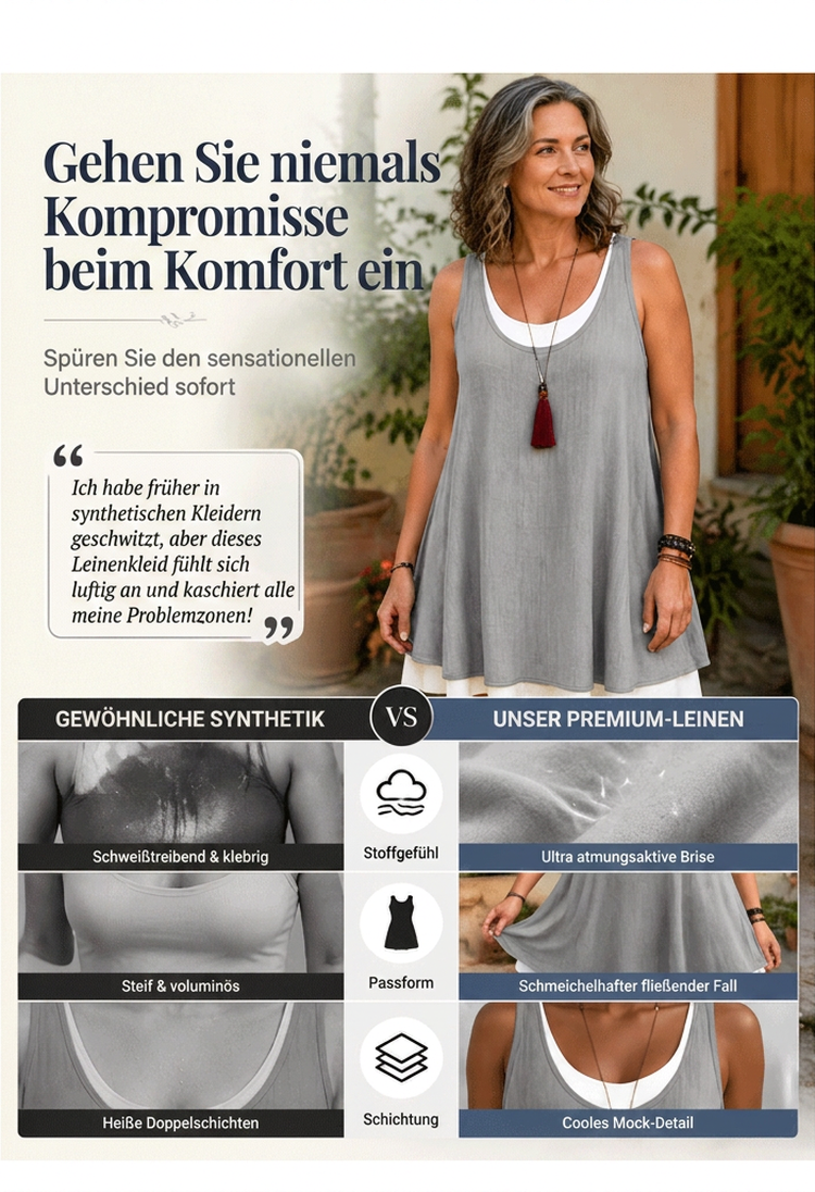 🎁Letzter Tag der Aktion: 49 % Rabatt🔥 Lässiges, lockeres, ärmelloses Tanktop-Kleid in Layering-Optik für Damen