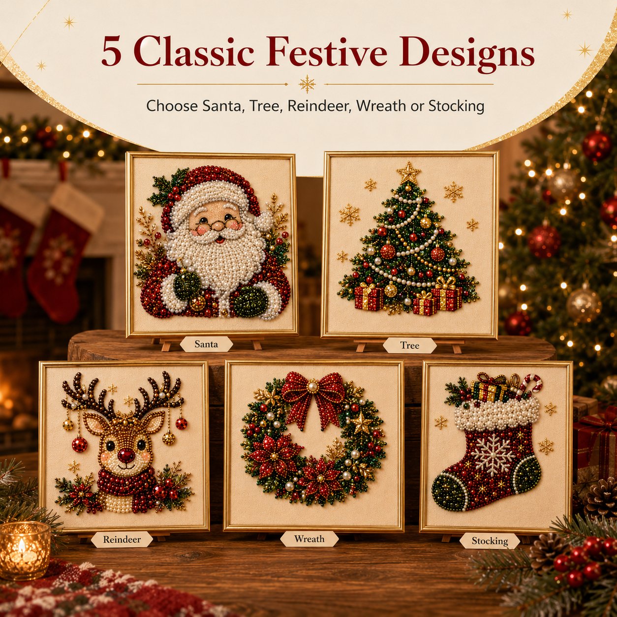 🎄 LETZTER TAG: 49 % RABATT –DIY Weihnachts-Perlenkunst-Set | Beflockte Leinwand mit kratzfesten, farbbeständigen Perlen – festliche DIY-Deko 🎅⛄❄️