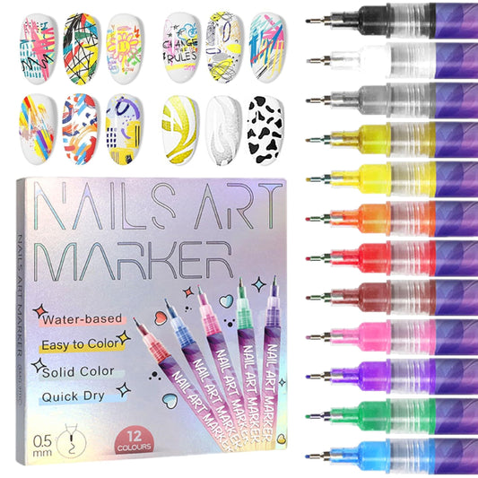 🎁Letzte Woche Spezialpreis: €14,99!!⏳12 Farben Nagelkunst-Stifte Set🎨💅