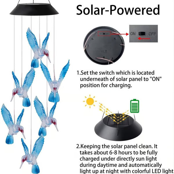 🦋 Verschönern Sie Ihren Garten – ✨Kreative Solar-Windspiele mit Vogeldesign
