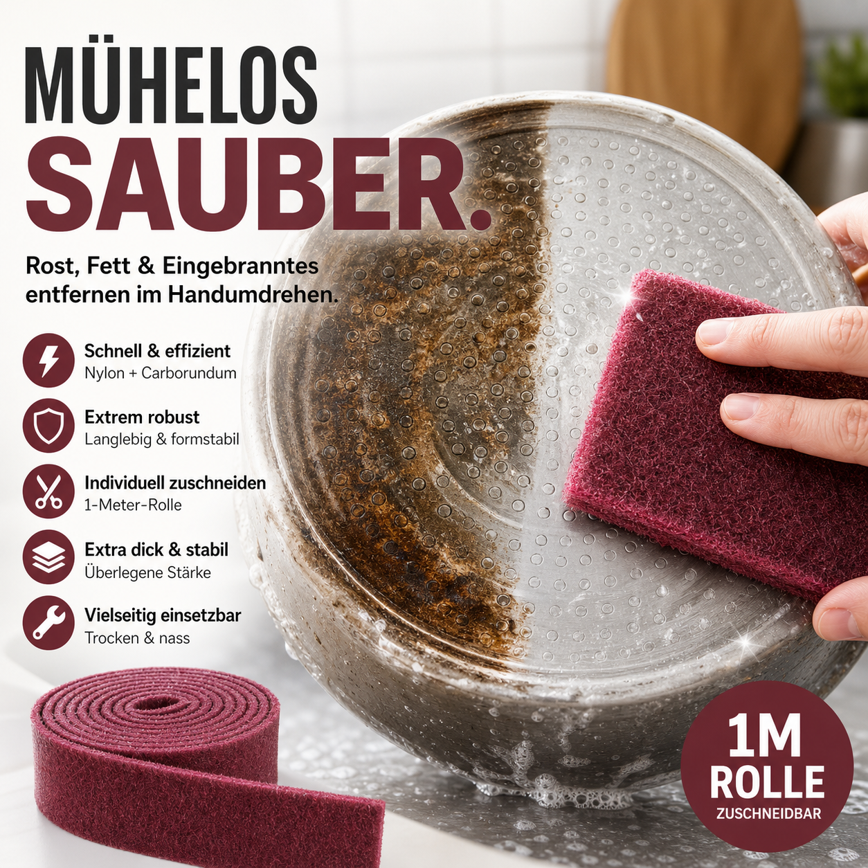 🔥🎁 2+1 GRATIS!!🥳 💞 50K+ VERKAUFT! ⚡🧽 Vielseitiges Scheuerschwamm-Set für hartnäckige Flecken