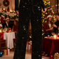 💖Neujahrsverkauf 60% Rabatt🥰Damen-Glitzer-Pailletten-Hose mit weitem Bein und elastischem Bund