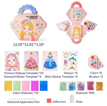 🔥Weihnachtsverkauf 49 % Rabatt💅Fantasy 3-in-1 Prinzessinnen-Ankleide- und Schminkspiel-Set💝