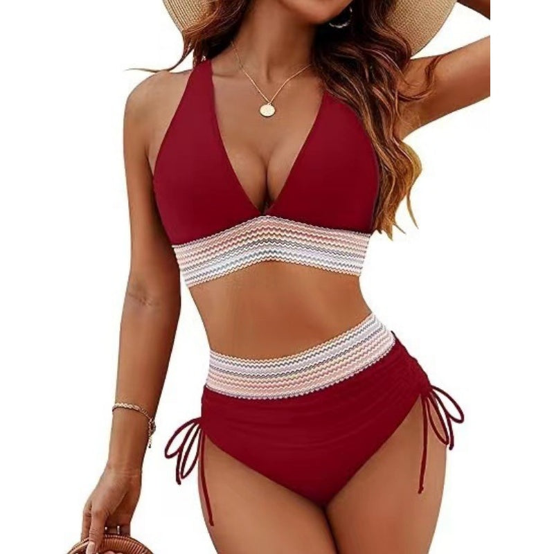🔥Letzter Tag Spezial Preis €16.99!👙Hoch taillierte Bikini-Sets mit Bauchkontrolle und Farbblockdesign
