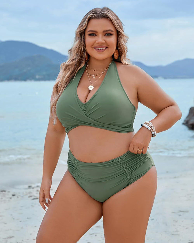 🔥Last Day Special Price £13.99!!💥👙Tummy Control Bathing Suits Modest High Waisted Bikini Sets