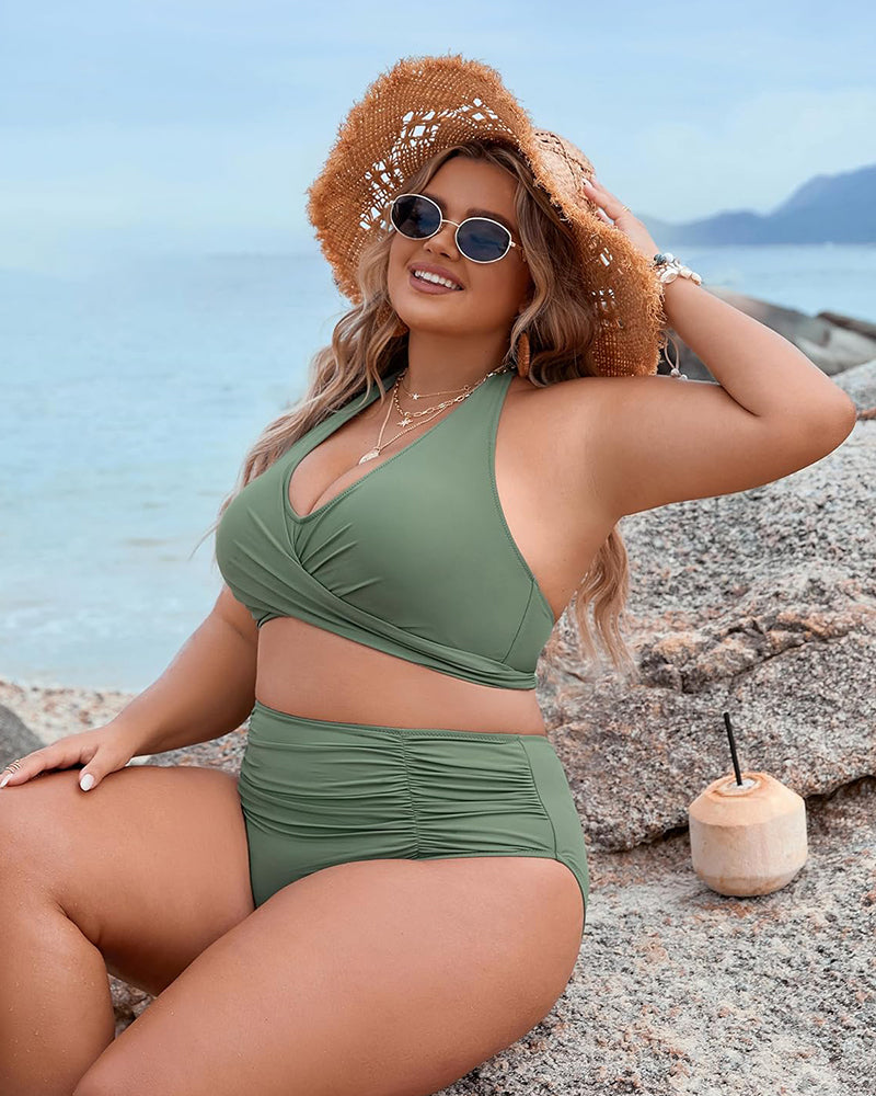 🔥Last Day Special Price £13.99!!💥👙Tummy Control Bathing Suits Modest High Waisted Bikini Sets