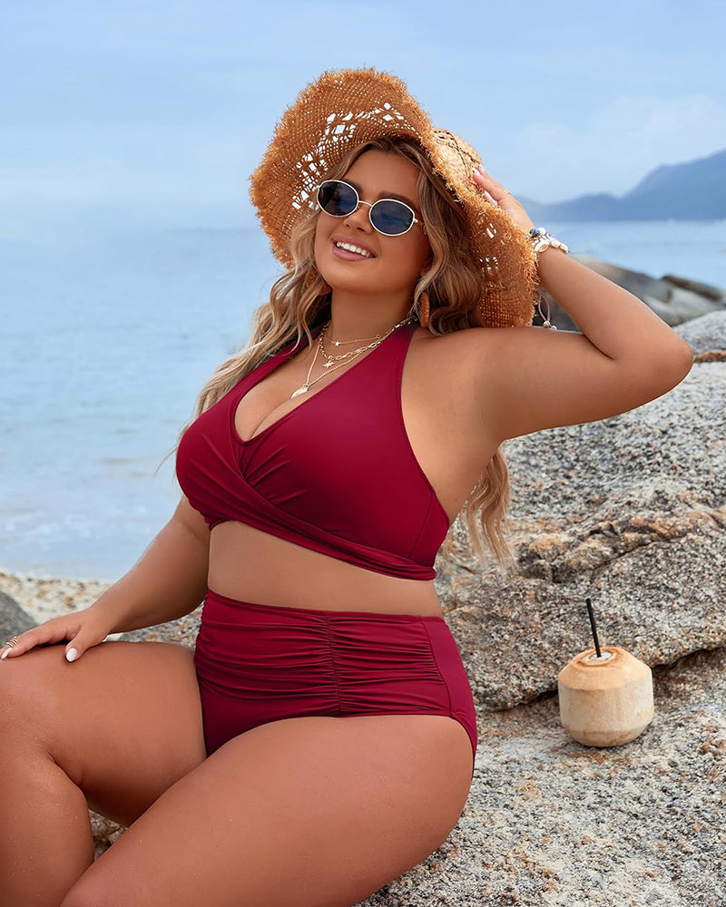 🔥Last Day Special Price £13.99!!💥👙Tummy Control Bathing Suits Modest High Waisted Bikini Sets