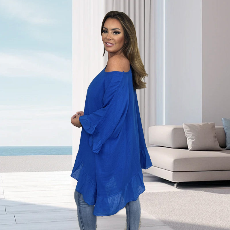 🔥2025 Heißer Verkauf🔥Lockere, plissierte Off-Shoulder-Blusen für Damen