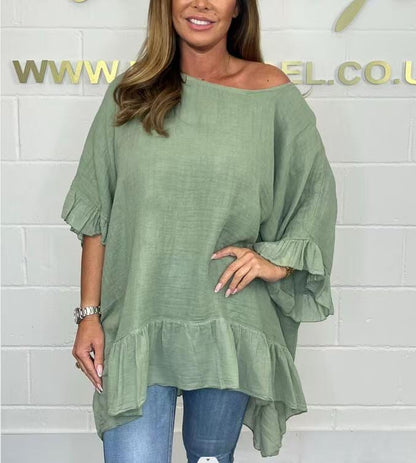🔥2025 Heißer Verkauf🔥Lockere, plissierte Off-Shoulder-Blusen für Damen