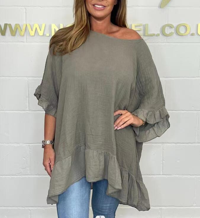 🔥2025 Heißer Verkauf🔥Lockere, plissierte Off-Shoulder-Blusen für Damen