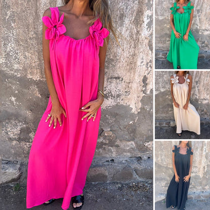 ⏰️Letzter Tag für kostenlosen Versand⌛️Damen elegantes Maxikleid mit Trägern und Blumendruck