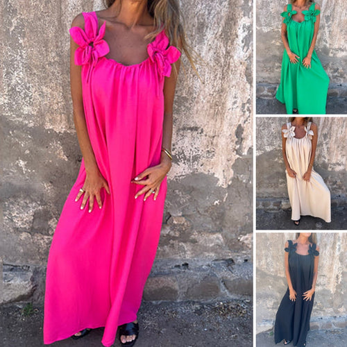 ⏰️Letzter Tag für kostenlosen Versand⌛️Damen elegantes Maxikleid mit Trägern und Blumendruck