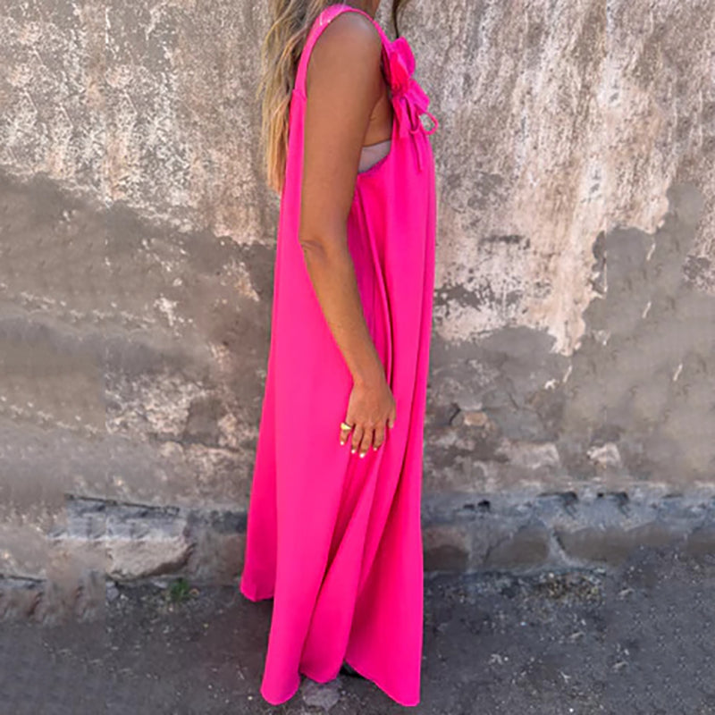 ⏰️Letzter Tag für kostenlosen Versand⌛️Damen elegantes Maxikleid mit Trägern und Blumendruck