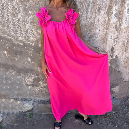 ⏰️Letzter Tag für kostenlosen Versand⌛️Damen elegantes Maxikleid mit Trägern und Blumendruck