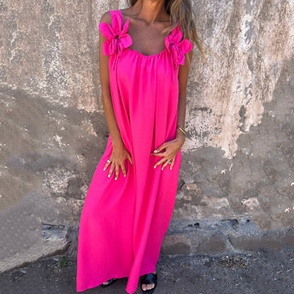 ⏰️Letzter Tag für kostenlosen Versand⌛️Damen elegantes Maxikleid mit Trägern und Blumendruck