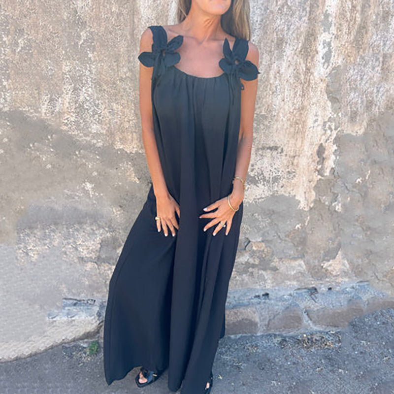 ⏰️Letzter Tag für kostenlosen Versand⌛️Damen elegantes Maxikleid mit Trägern und Blumendruck