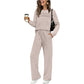 🔥Letzter Tag 60% Rabatt✨Loungeset für Damen: Top mit Rundhalsausschnitt & Hose mit Kordelzug