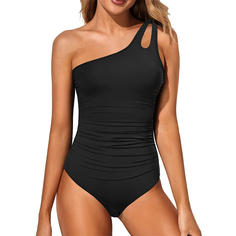 💥LAST DAY SALE 50% OFF🏖️👙Women's One-Shoulder One-Piece Swimsuit with Tummy Control