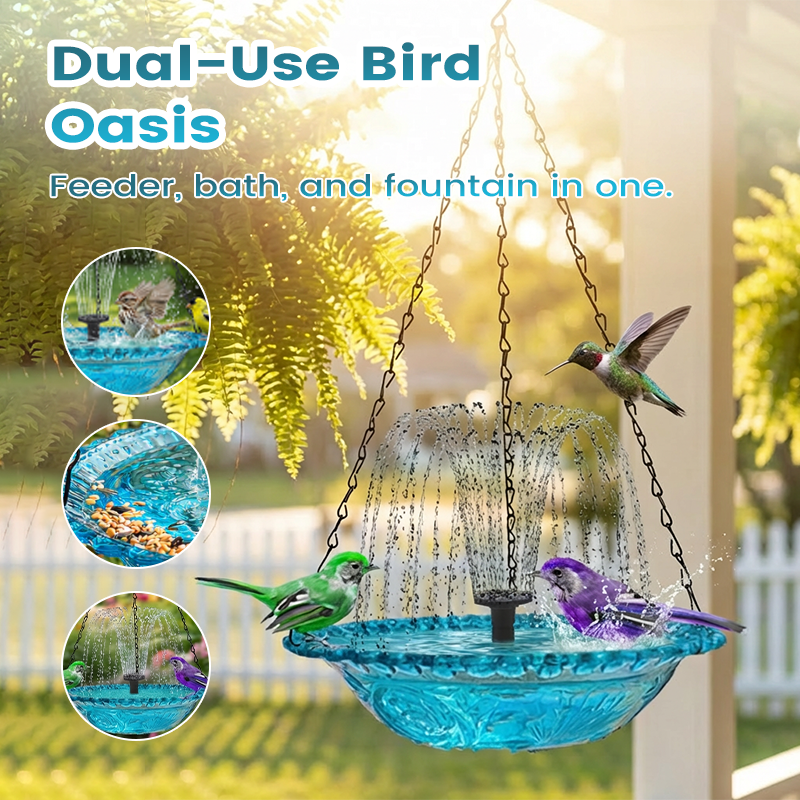 🐦 50% RABATT! ⛲ Hängender Springbrunnen für Den Außenbereich mit Vogelbad & Futterstelle – Dekorativ, Beruhigendes Wasserspiel & Perfekt Für Den Garten 🏡