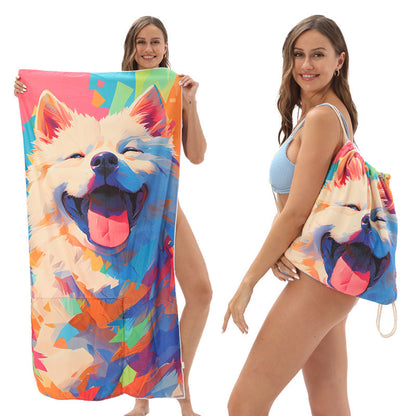 🔥Letzter Tag: 60% Rabatt!⏰🏖️2-in-1 bedruckter Strandtuch-Rucksack🏝️